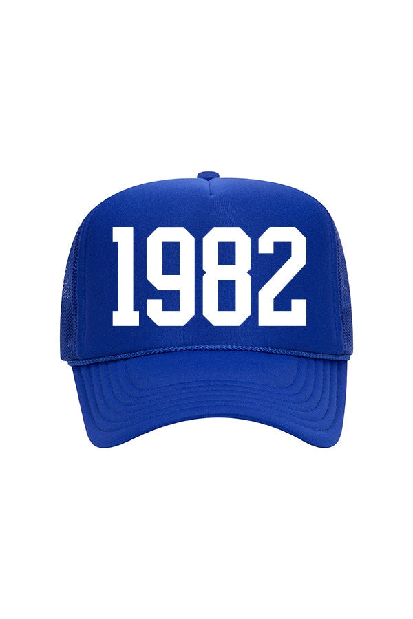 Custom Birth Year Trucker Hat HAT LULUSIMONSTUDIO Royal Blue 